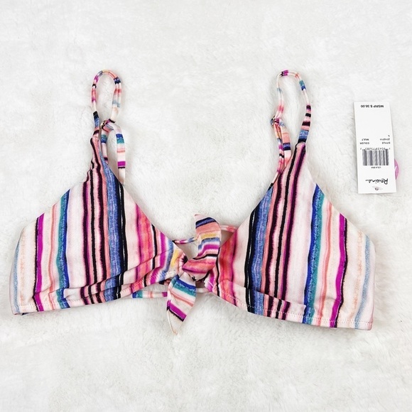 NWT Raisins Tahitian Sun Lola Tie Front Striped Bikini Top - Picture 4 of 7